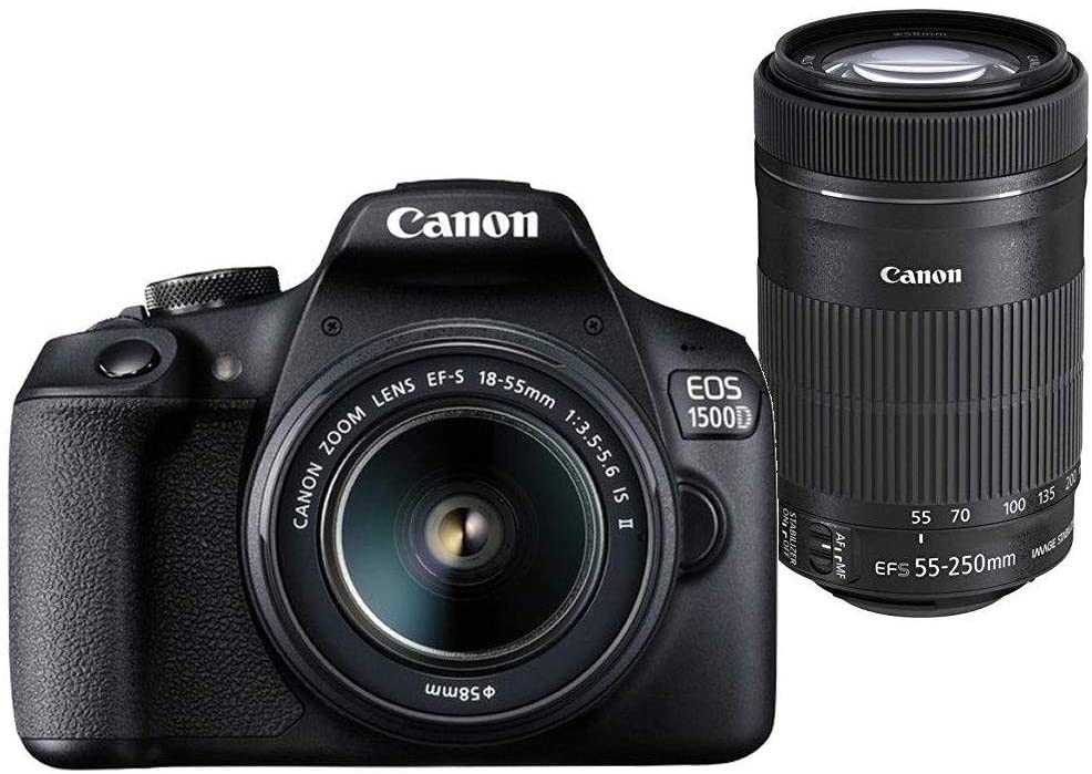 Canon EOS 1500D 24.1MP Digital SLR Camera (Black) with 18-55 and 55-250mm is II Lens Canon EOS 1500D 24.1MP Digital SLR Camera (Black) with 18-55 and 55-250mm is II Lens
